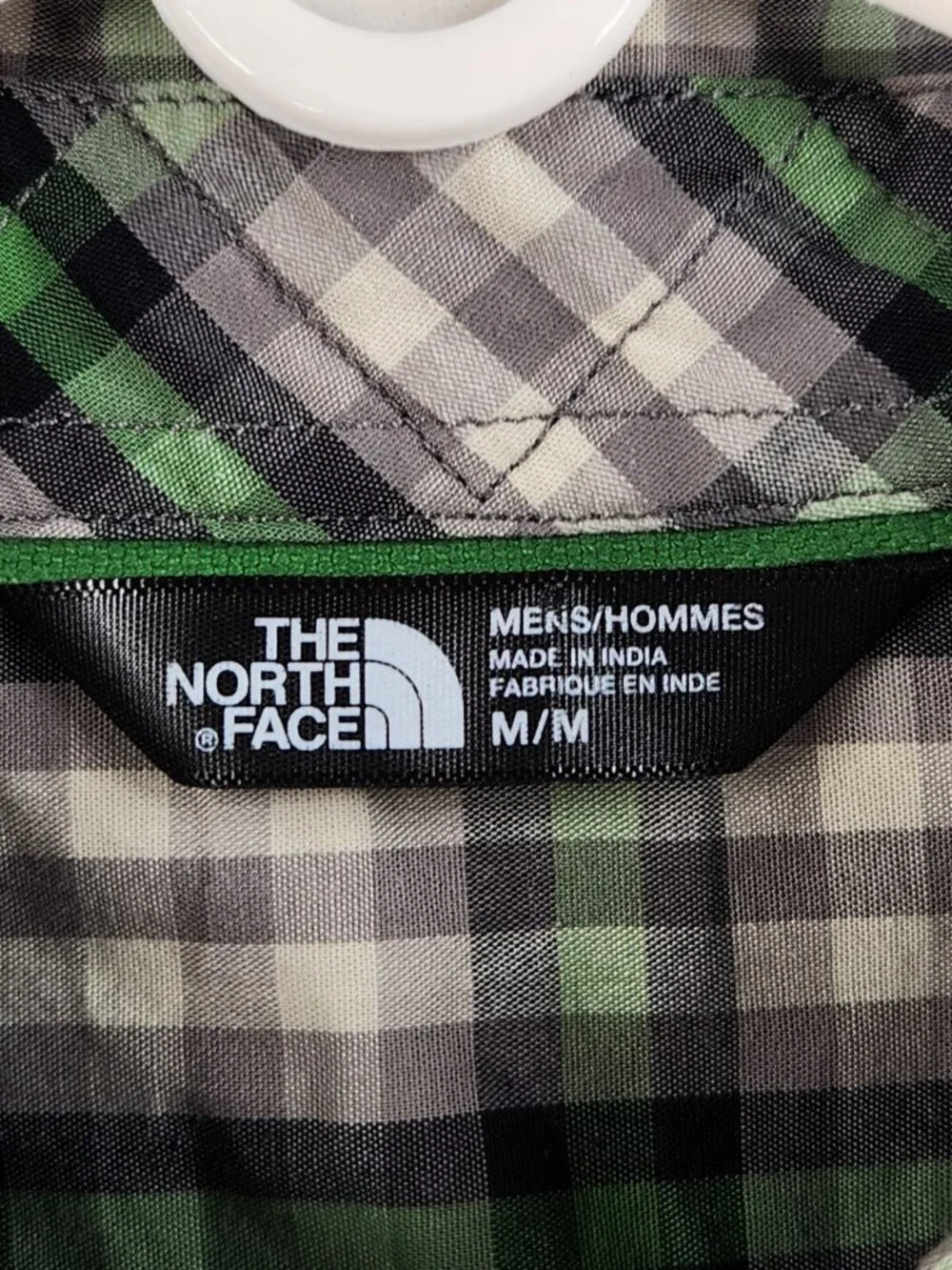 The North Face Western Shirt Men Green Plaid Pearl Snap Hiking Outdoors Medium